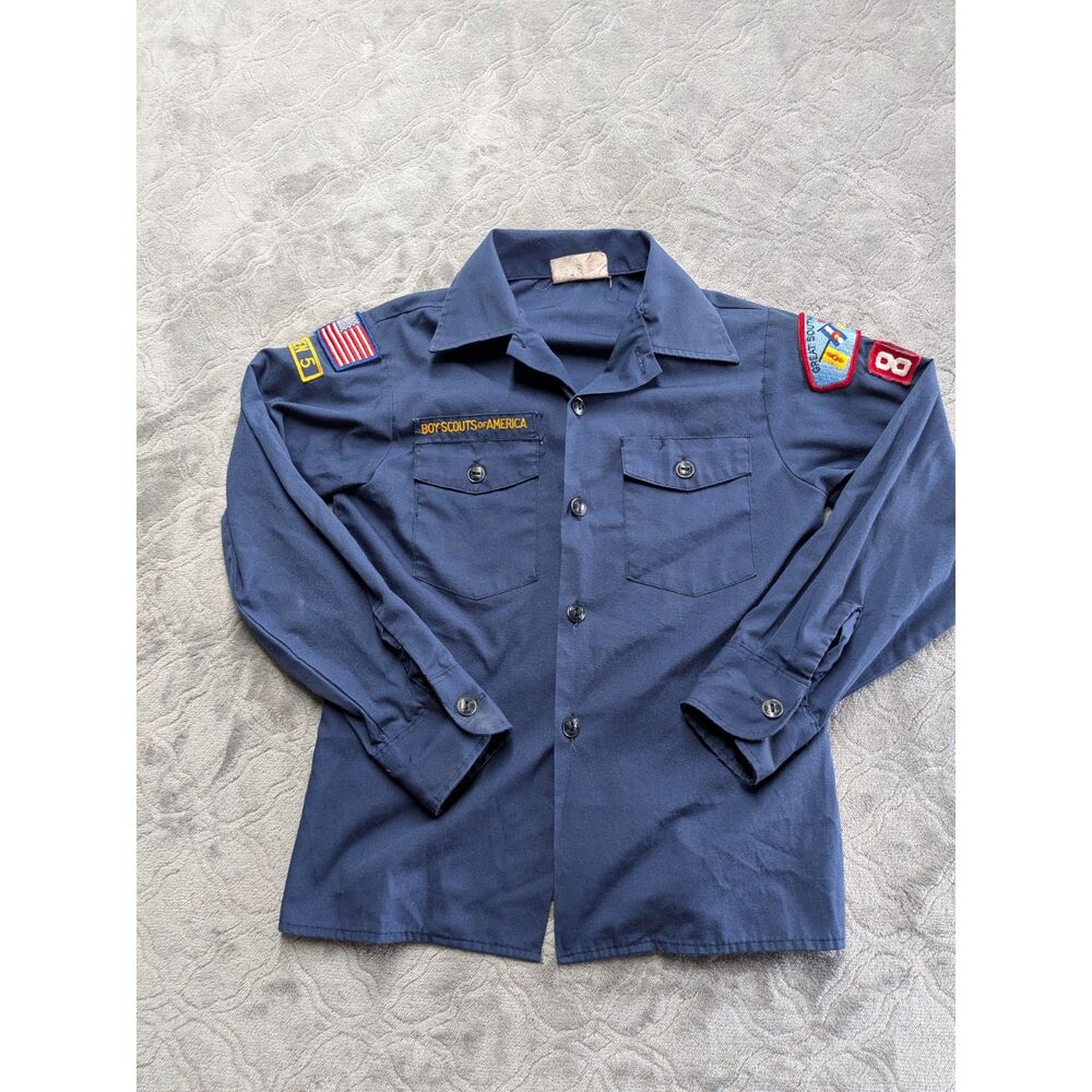 Vintage Boy Scouts of America Cub Scout Uniform Shirt Youth Blue Den 51 BSA